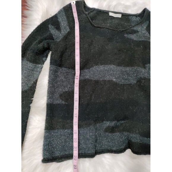 Townsen Camouflage Long Sleeve Scoop Neck Mohair Blend Sweater Green Women's S - Picture 5 of 7